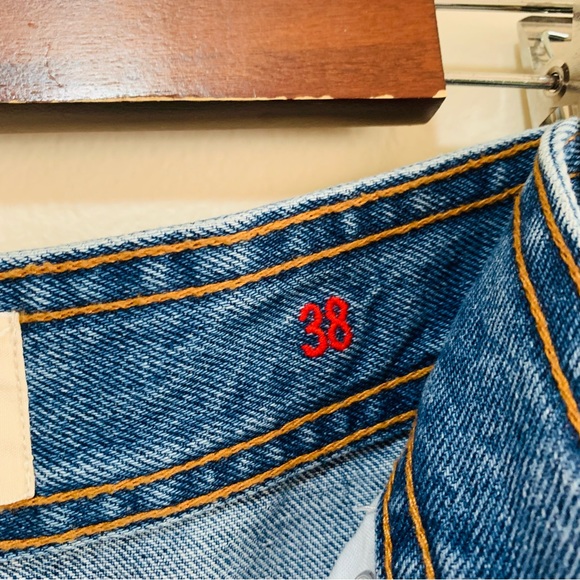 Sezane Denim Ankle Raw Hem Wide Leg Blue Jeans size 38 - Picture 5 of 9